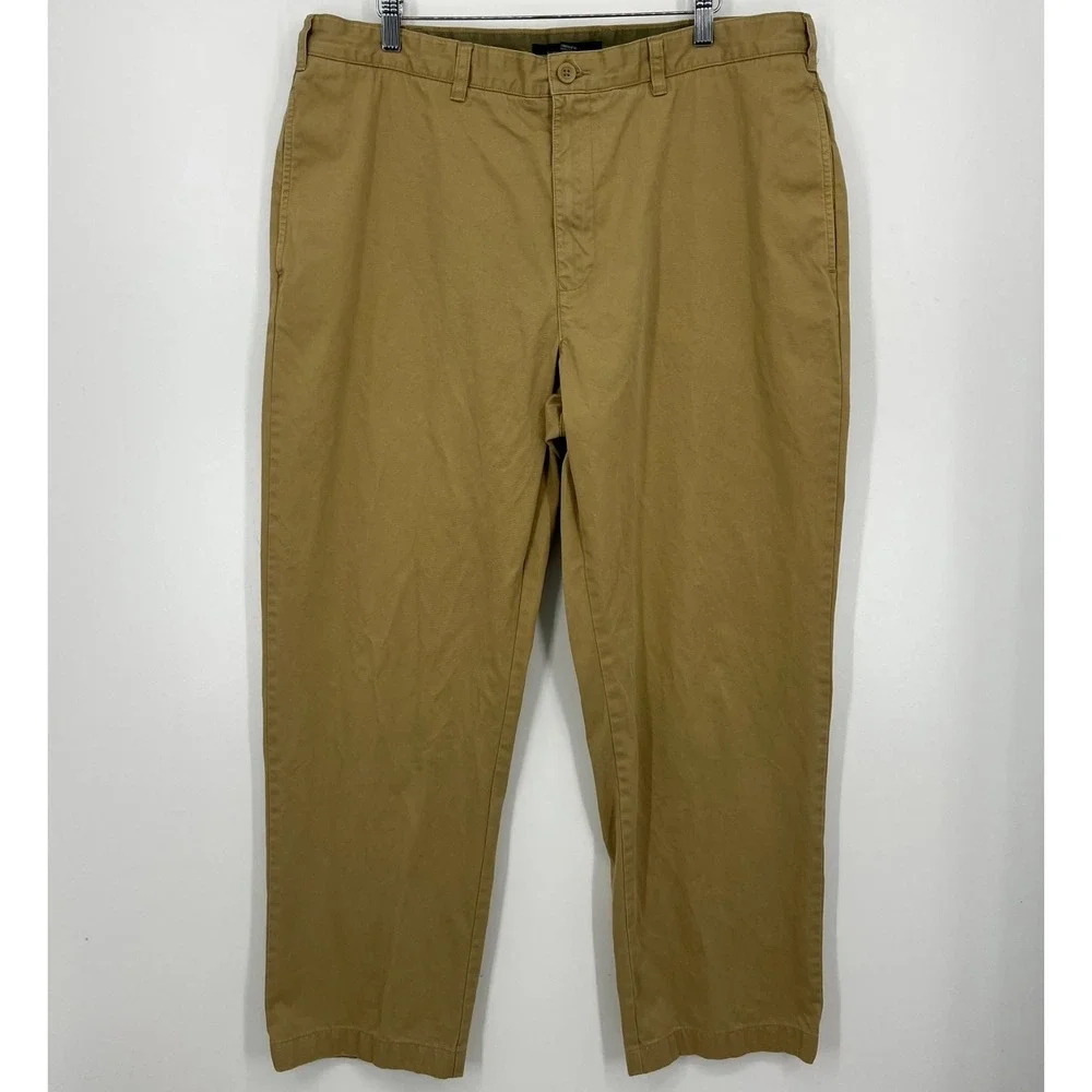 Tommy Hilfiger Pants Men's Size 38x32 Beige Khaki‎ Flat Front Solid